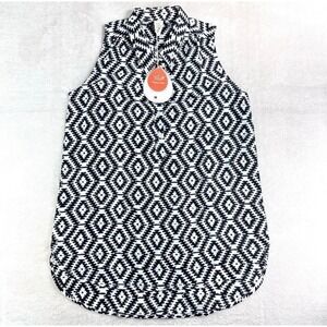 NEW YALA Tunic Blouse Organic Cotton Size M Black White Geo Print Beach Vacation